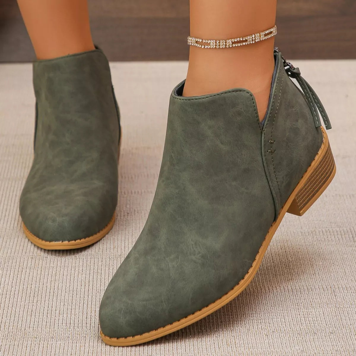 Women's Point Toe Block Heels Boots - Tigbul's Variety Fashion Shop