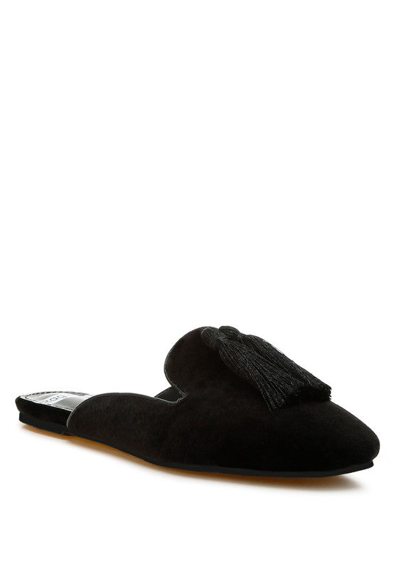 Cardinal Tassel Detail Velvet Mules - Tigbul's Variety Fashion Shop