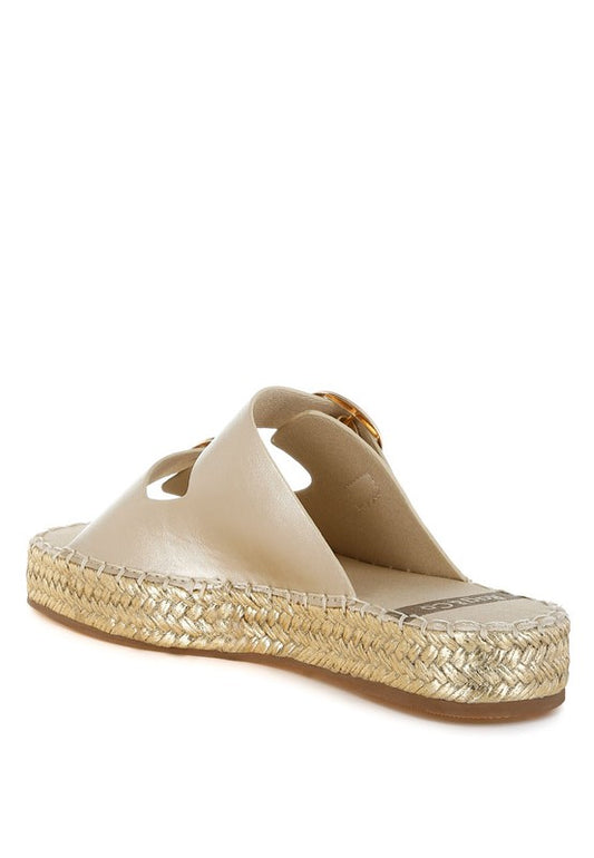 Miova Metallic Buckle Detail Espadrille Flatforms - Tigbul's Variety Fashion Shop
