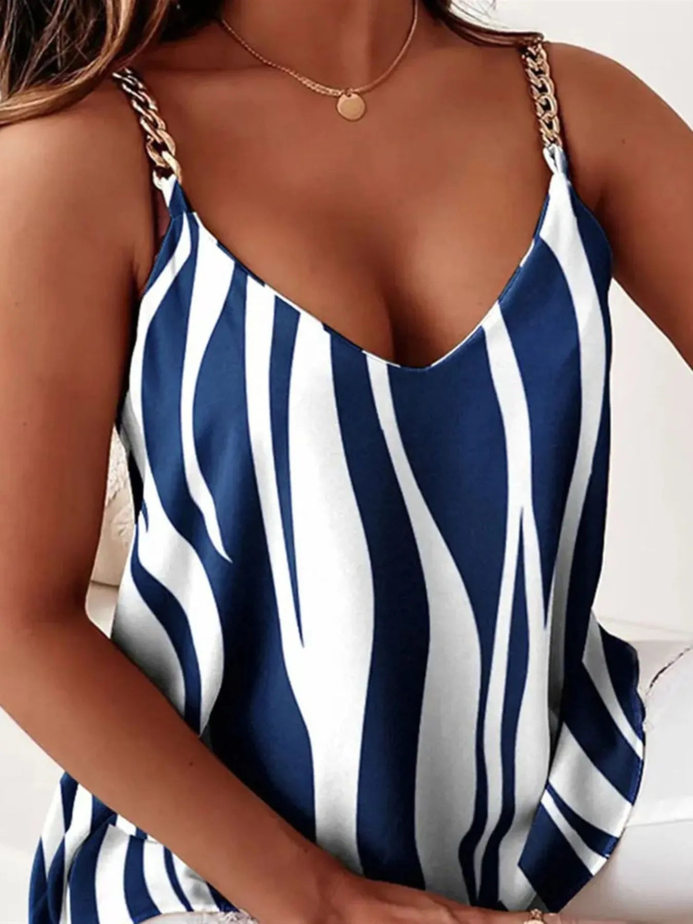 Chain Strap V-Neck Tank Top - Tigbul's Variety Fashion Shop