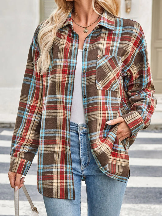 Plaid Button Up Long Sleeve Shirt - Tigbul's Variety Fashion Shop