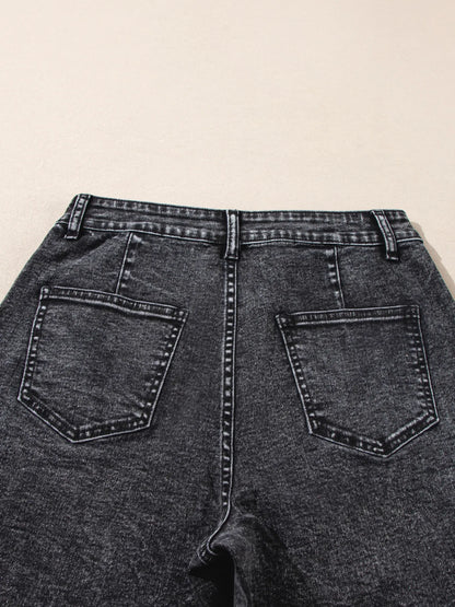 High-Waisted Wide Leg Washed Jeans - Tigbul's Variety Fashion Shop