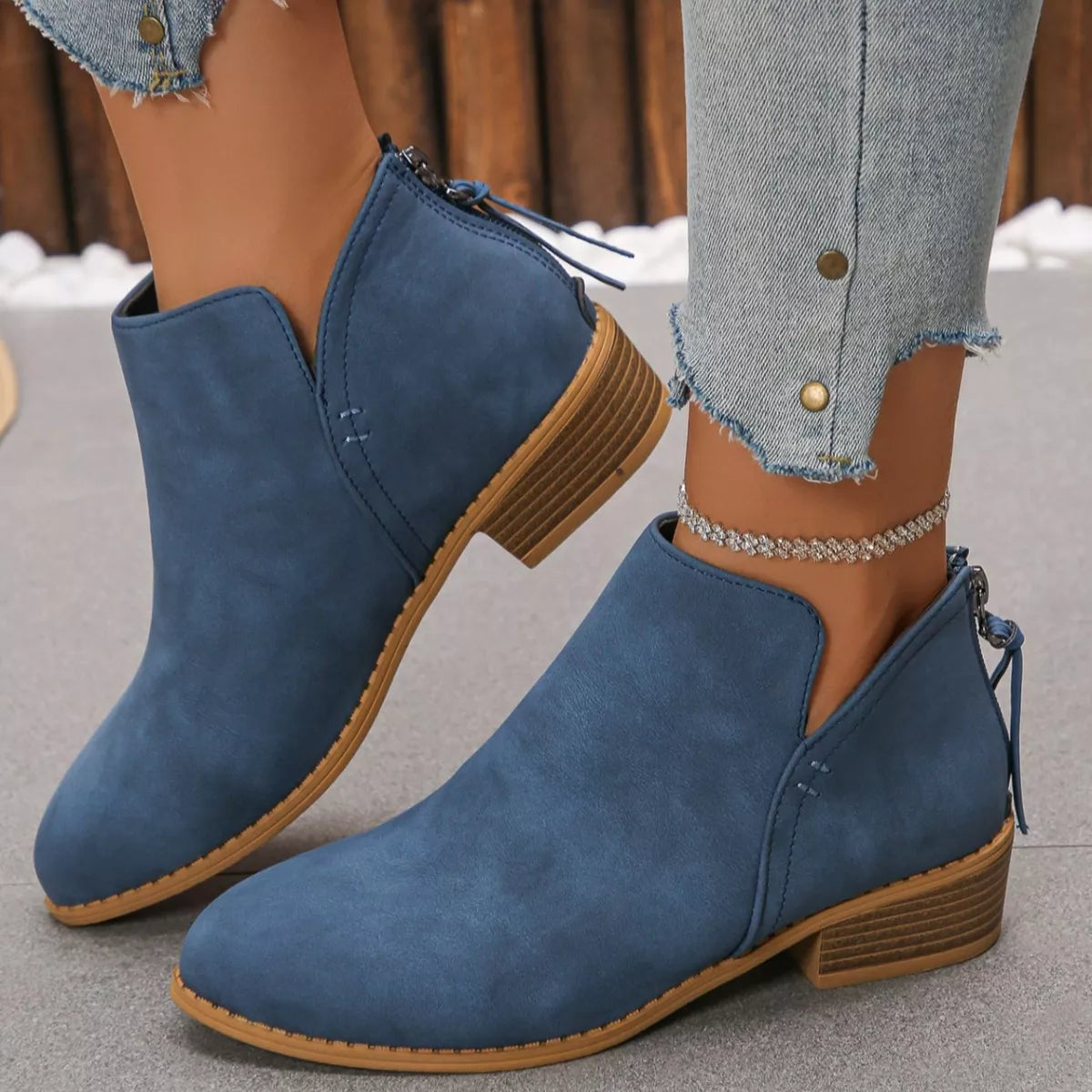 Women's Point Toe Block Heels Boots - Tigbul's Variety Fashion Shop
