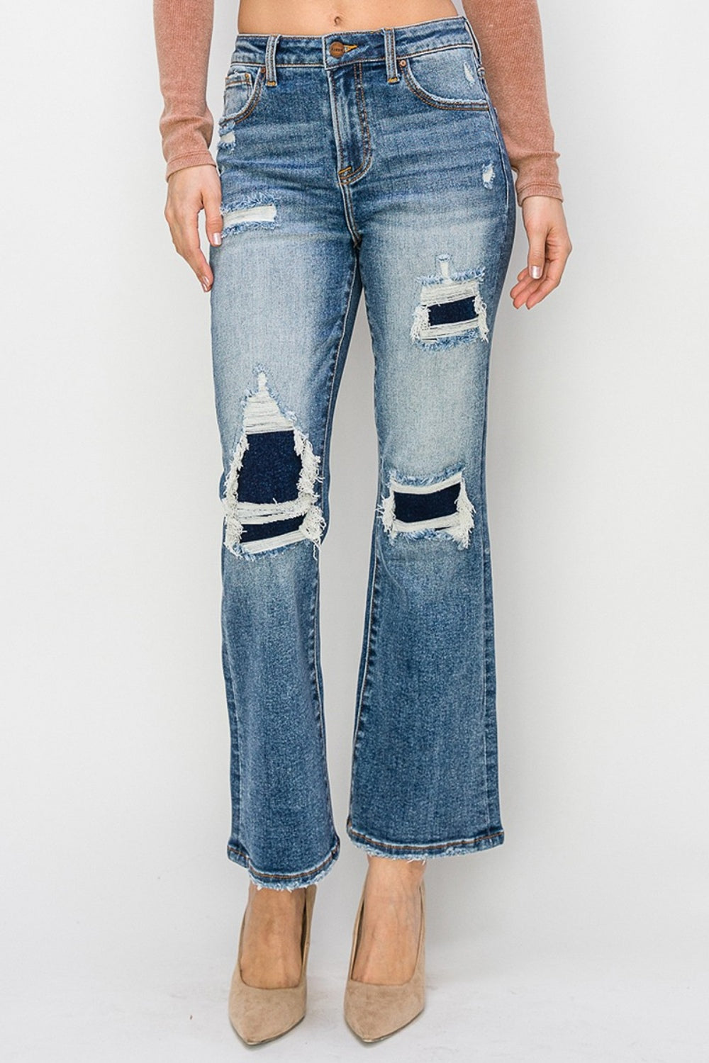 Risen Full Size High Rise Distressed Ankle Flare Jeans - Tigbul's Variety Fashion Shop