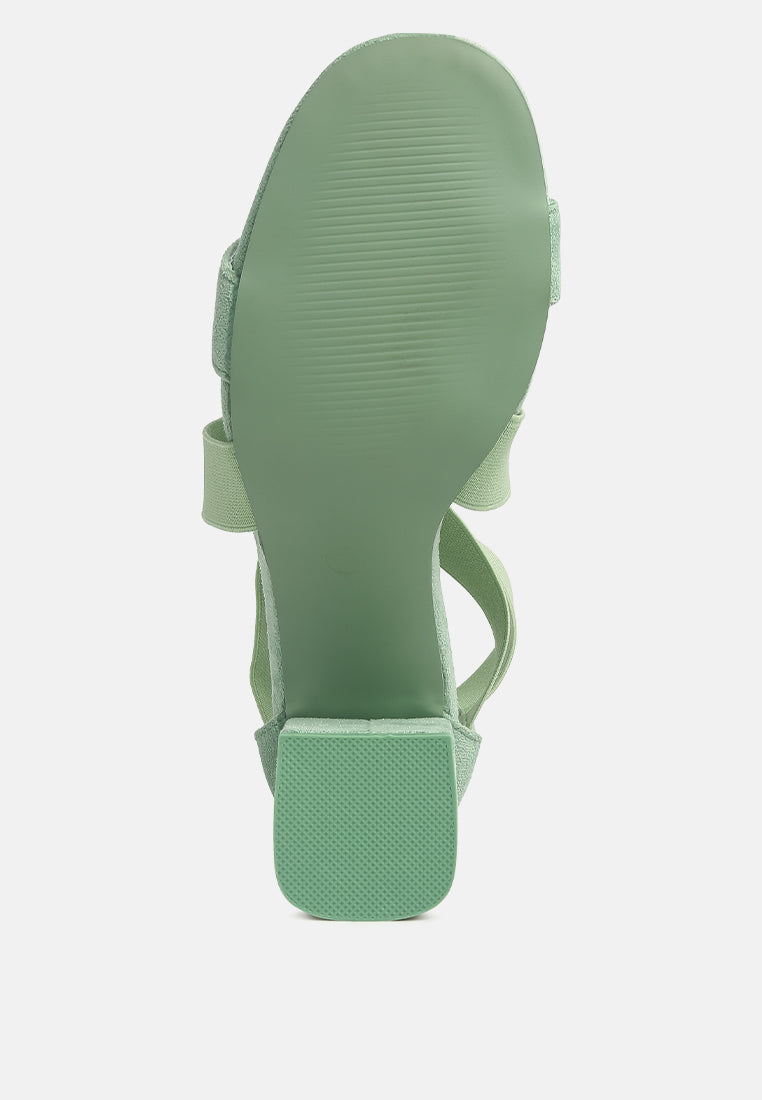 Elastic Strappy Block Heel Sandals-4