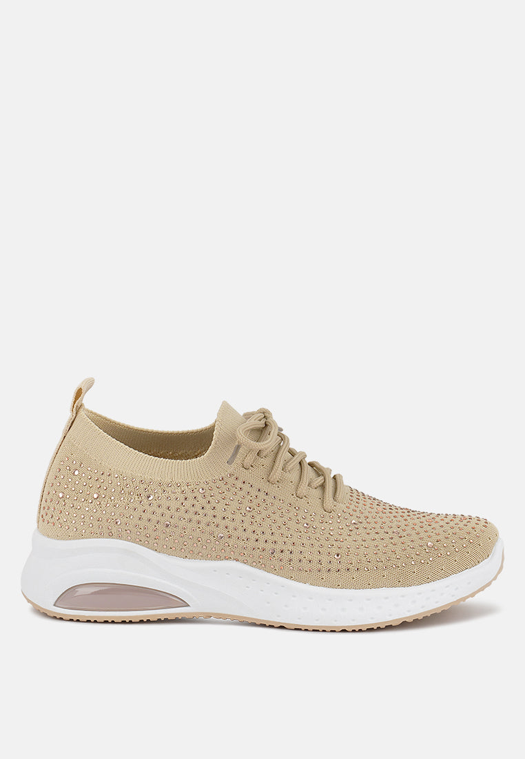 Elizha Stud Embellished Lace Up Sneakers - Tigbul's Variety Fashion Shop