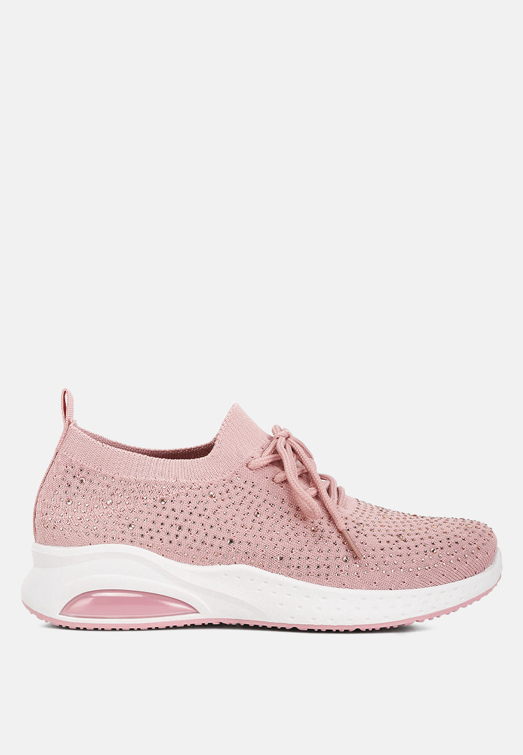 Elizha Stud Embellished Lace Up Sneakers - Tigbul's Variety Fashion Shop