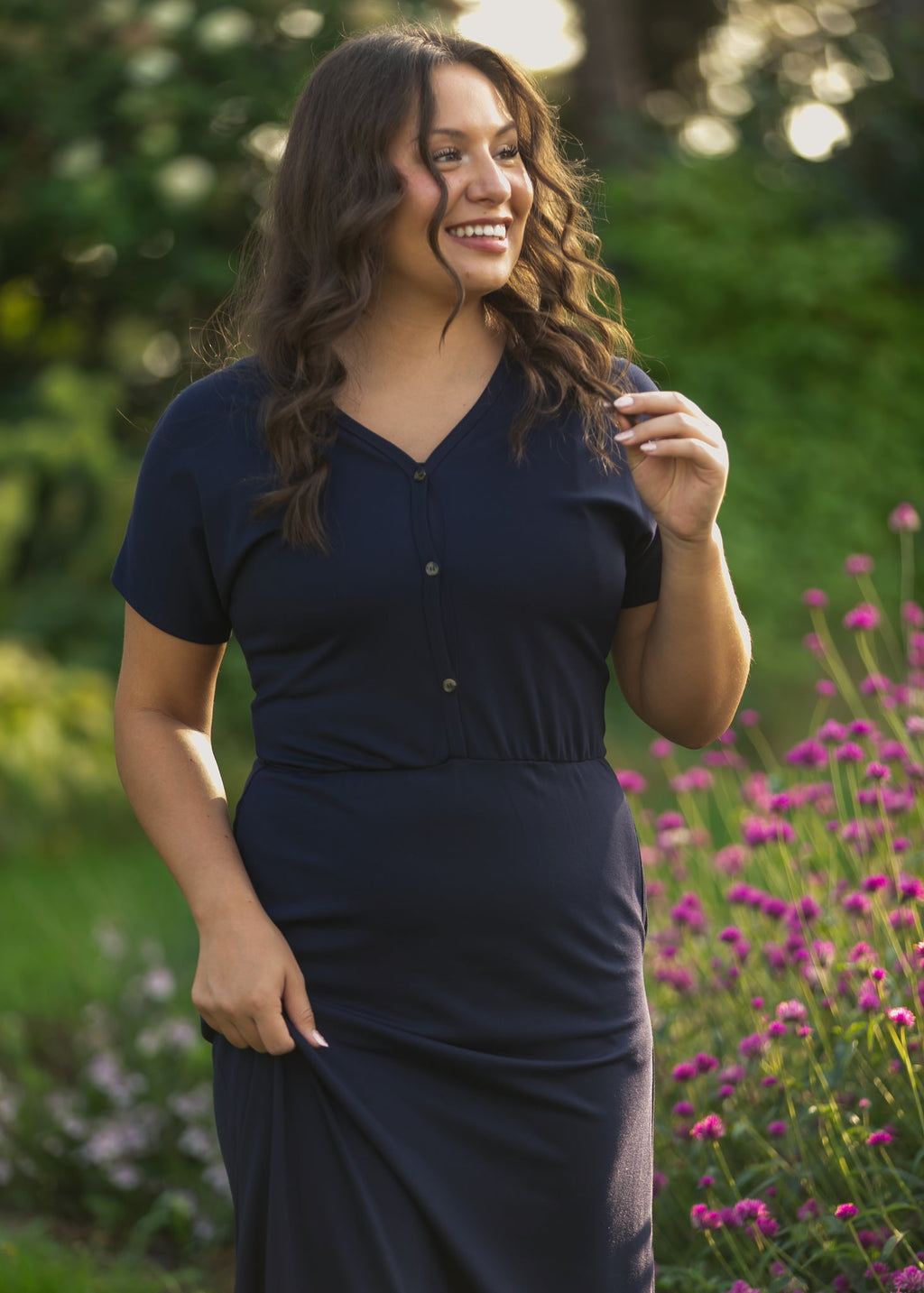 Ella Navy Cinched Waist Maxi Dress