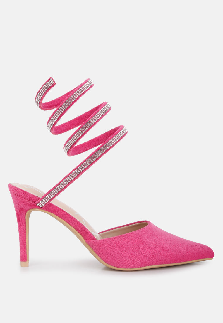 Elvira Rhinestone Embellished Strap Up Sandals - Tigbul's Variety Fashion Shop