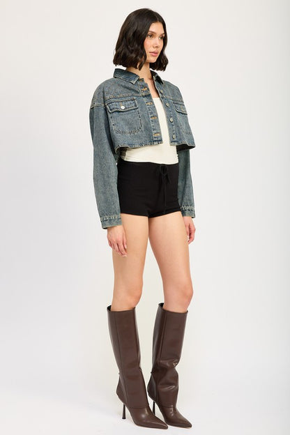 EMBROIDERED DENIM CROP JACKET - Tigbul's Variety Fashion Shop