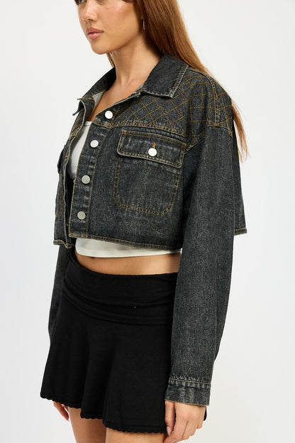 EMBROIDERED DENIM CROP JACKET - Tigbul's Variety Fashion Shop