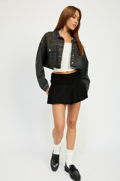 EMBROIDERED DENIM CROP JACKET - Tigbul's Variety Fashion Shop