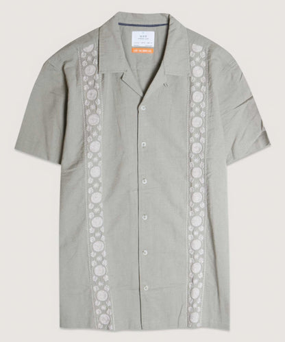 Embroidered Panels Camp Shirt - Tigbul's Variety Fashion Shop