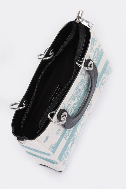 Embroidery Faux Leather Tote Bag - Tigbul's Variety Fashion Shop