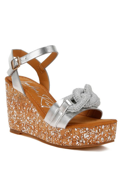 Emelda Chain Link Detail Wedge Sandals - Tigbul's Variety Fashion Shop