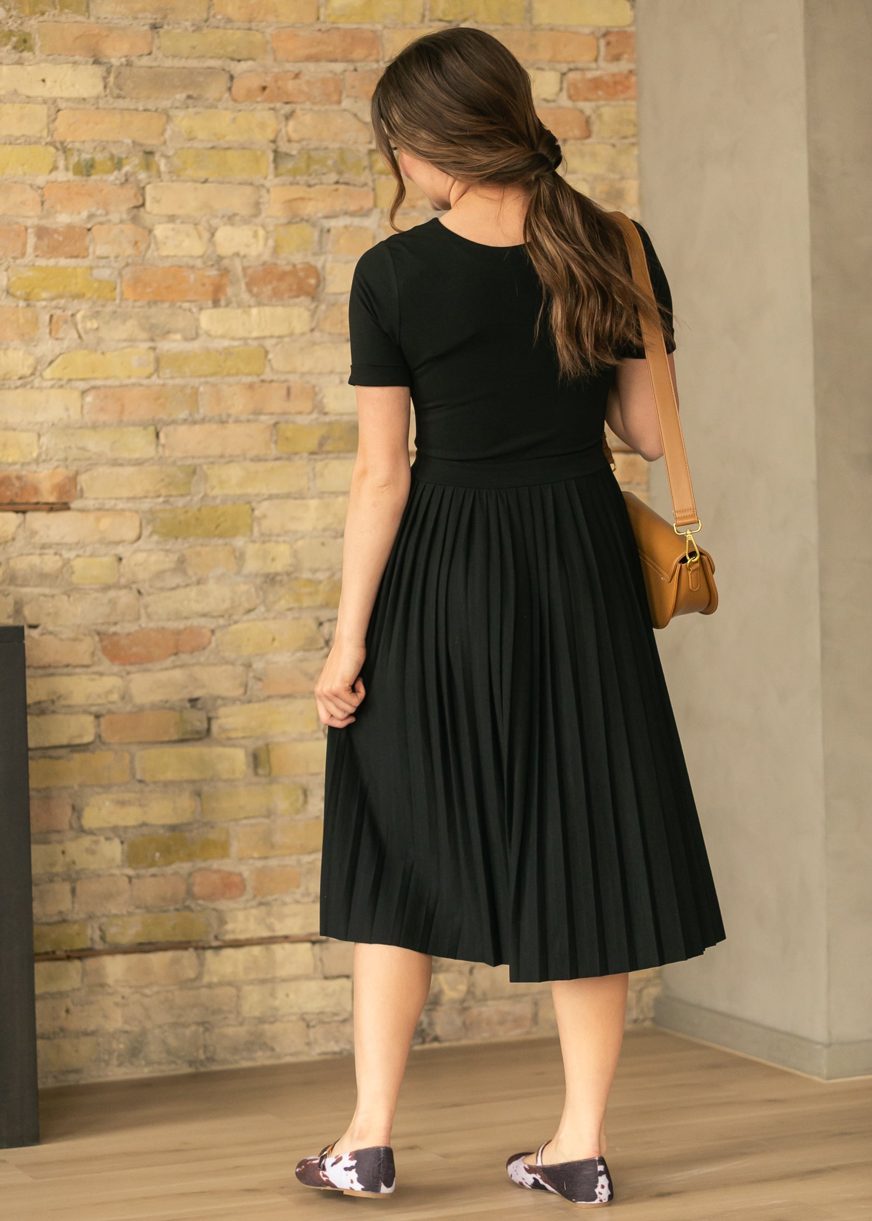Emersyn Black Pleated Midi Dress - FINAL SALE