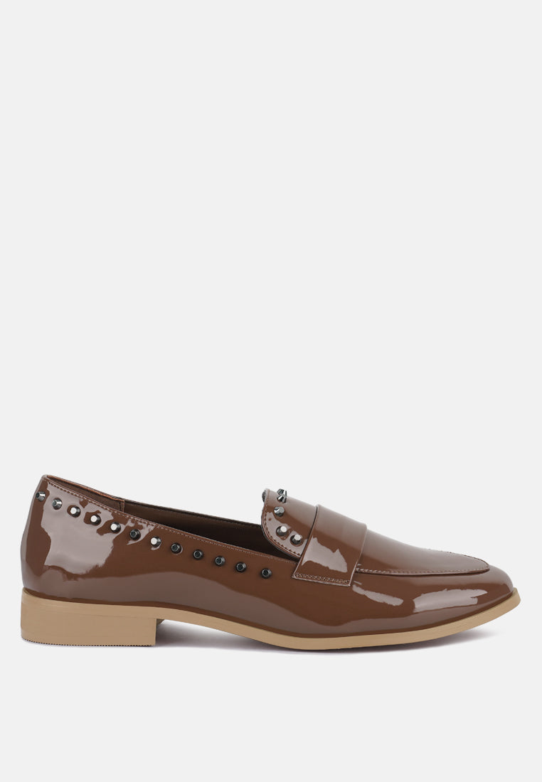 Emilia Patent Stud Penny Loafers - Tigbul's Variety Fashion Shop