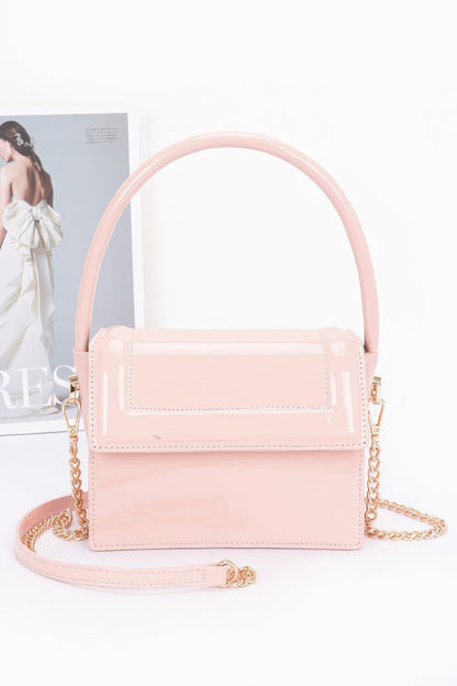 Enamel Top Handle Flap Bag - Tigbul's Variety Fashion Shop