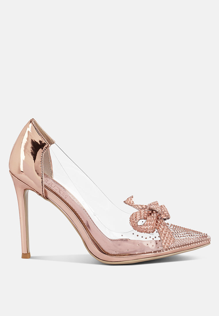 Erika Rhinestones Embellished Clear Pump Shoes - Tigbul's Variety Fashion Shop
