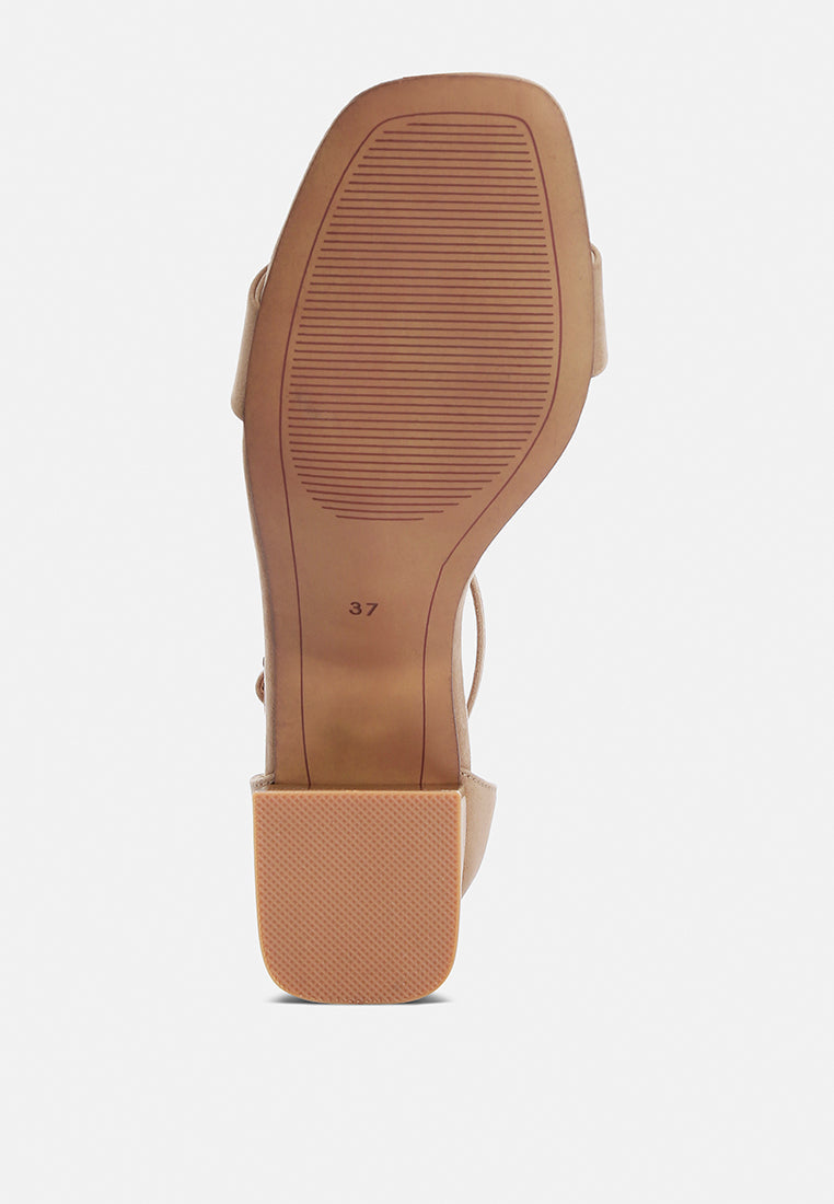 Eshe Block Heel Sandals (Taupe) outsole and heel view