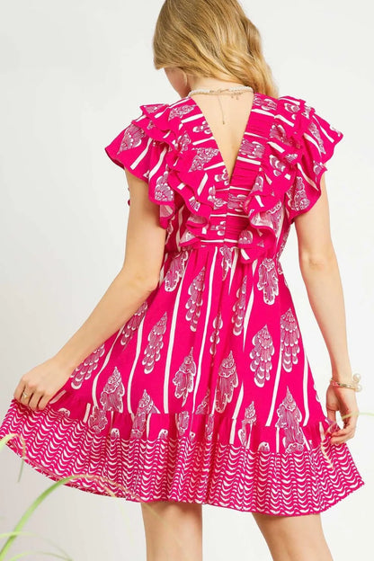 Umgee Off-Shoulder Paisley Print Ruffled Mini Dress - Tigbul's Variety Fashion Shop