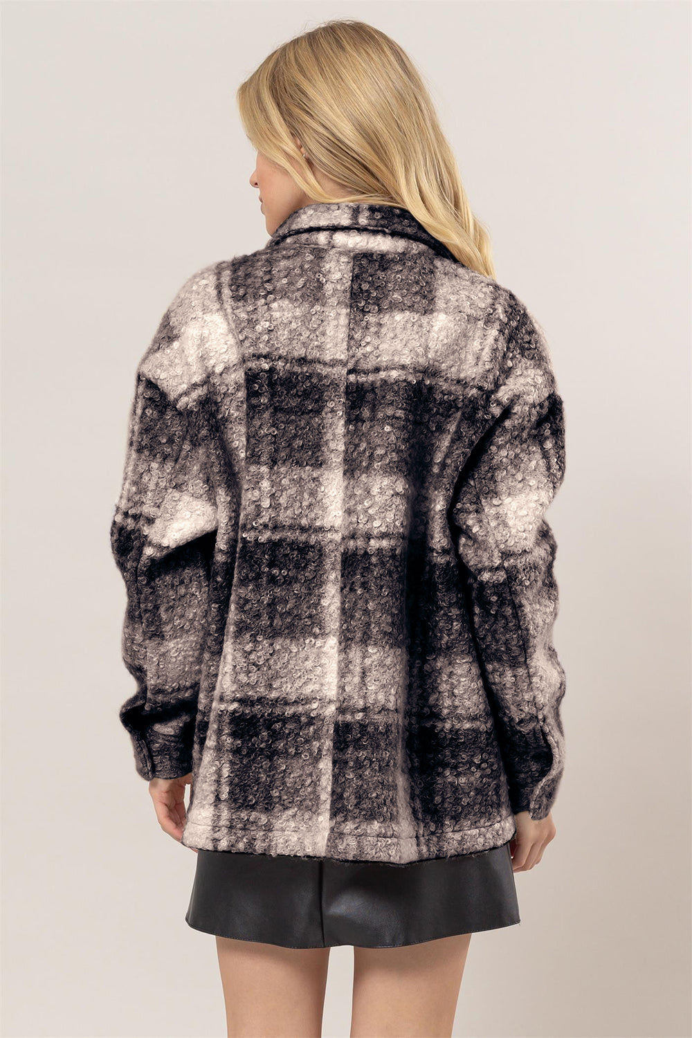 HYFVE Plaid Button Up Boucle Jacket - Tigbul's Variety Fashion Shop