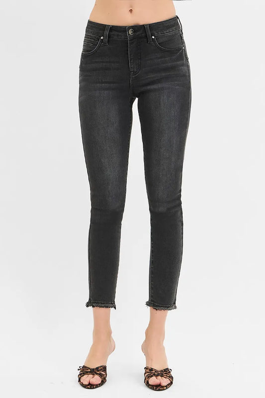RISEN Full Size Tummy Control Mid Rise Crop Skinny Jeans Plus Size - Tigbul's Variety Fashion Shop