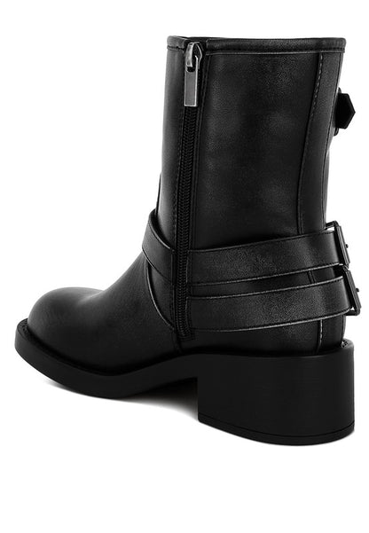 Caribou Harness Detail Biker Boots - Tigbul's Variety Fashion Shop