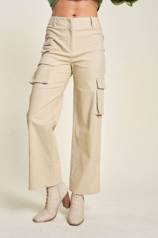 Davi & Dani Flap Pocket Mid Rise Cargo Pants - Tigbul's Variety Fashion Shop