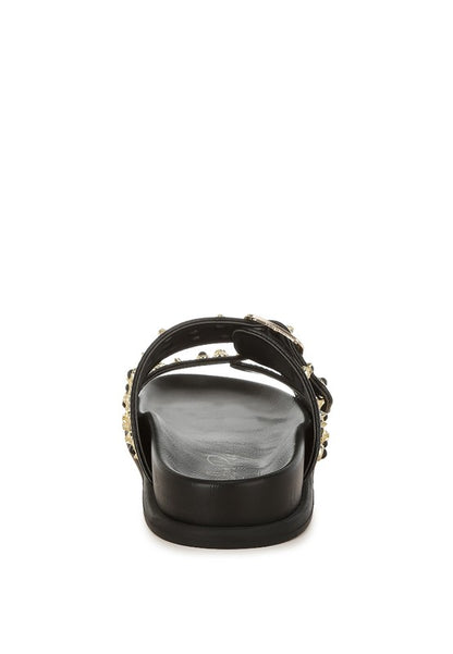 Jayata Metallic Stud Embellished Sliders - Tigbul's Variety Fashion Shop