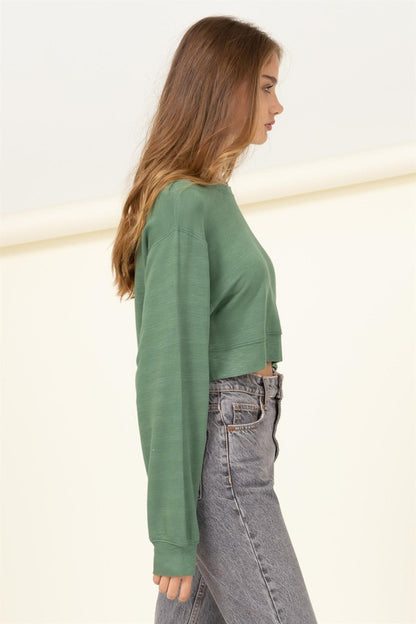 Soul Mate Drop-Shoulder Cropped Sweatshirt - Tigbuls Variety Fashion