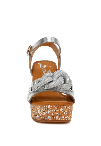 Emelda Chain Link Detail Wedge Sandals - Tigbul's Variety Fashion Shop