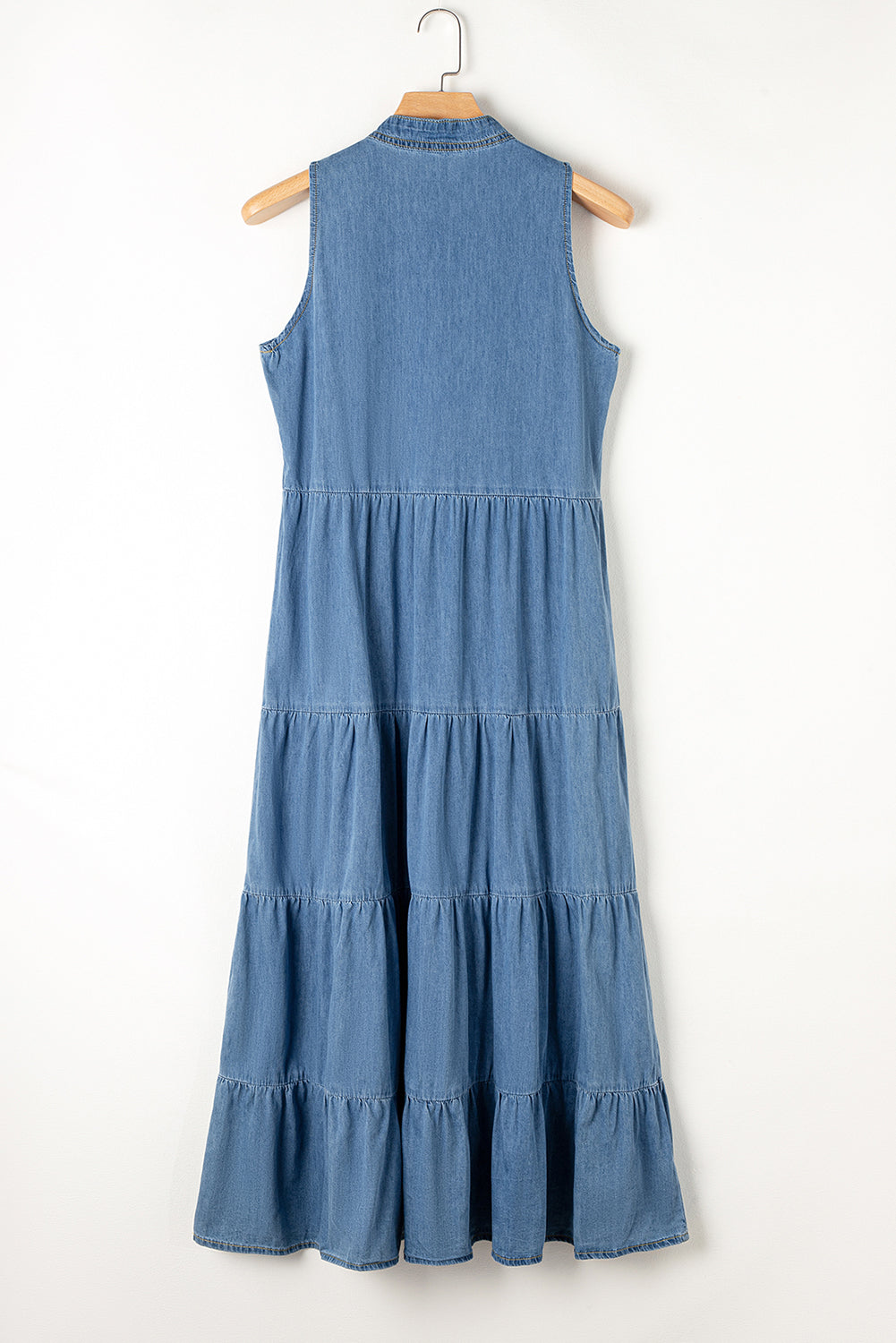 Tie Neck Sleeveless Denim Dress - Tigbul's Variety Fashion Shop