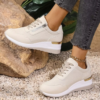 Lace Up Wedge Sneakers - Tigbul's Variety Fashion Shop