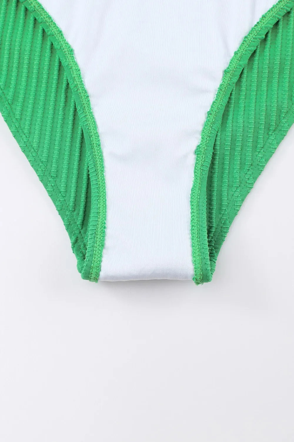 Textured Contrast Banding Bikini High Waist 2pcs Swimsuit - Tigbul's Variety Fashion Shop