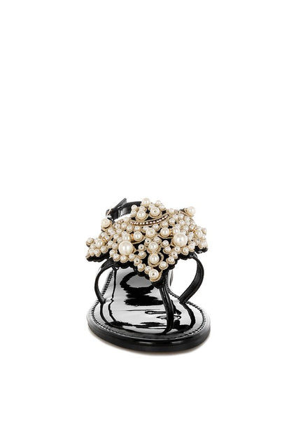 Zalata Pearl Studded Flat Sandals - Tigbul's Variety Fashion Shop
