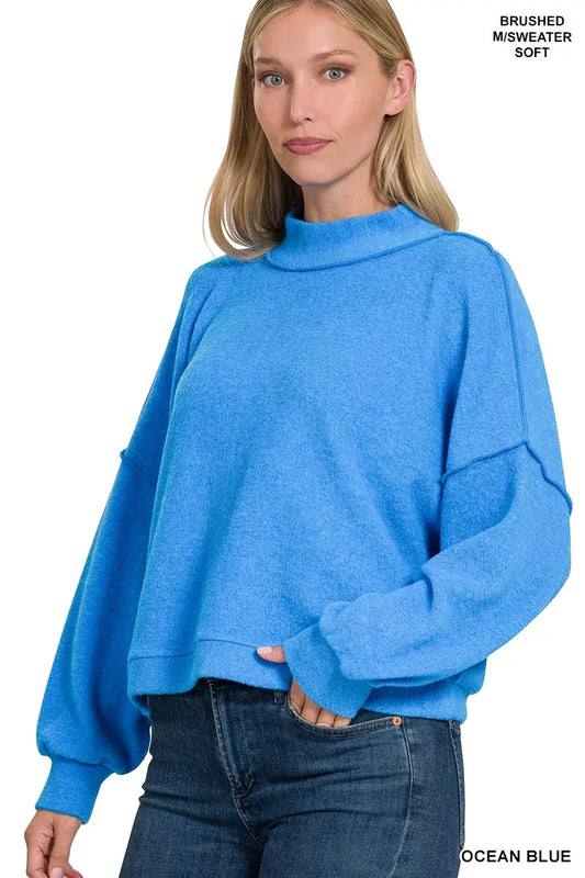 Zenana Brushed Melange Hacci Cropped Sweater - Tigbul's Variety Fashion Shop