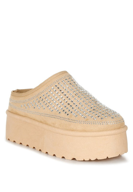 Kickles Rhinestones Embellished Classic Platform - Tigbul's Variety Fashion Shop