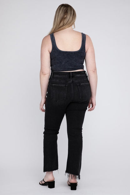 Plus Size High Rise Crop Flare Jeans - Tigbuls Variety Fashion