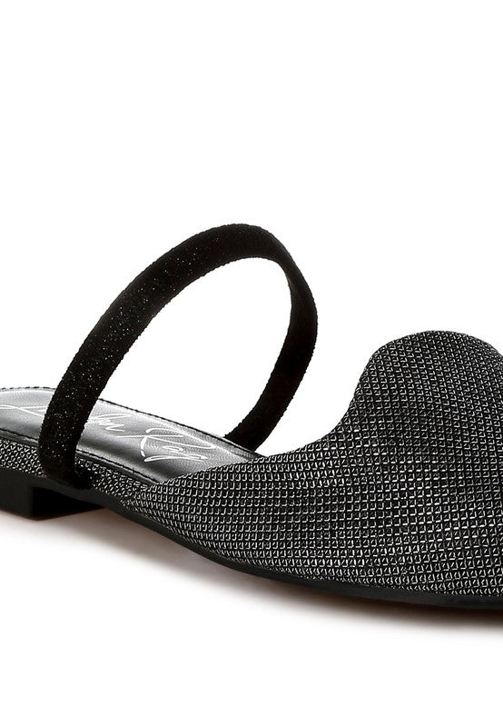 Twiggy Glitter Faux Leather Flat Mules - Tigbul's Variety Fashion Shop