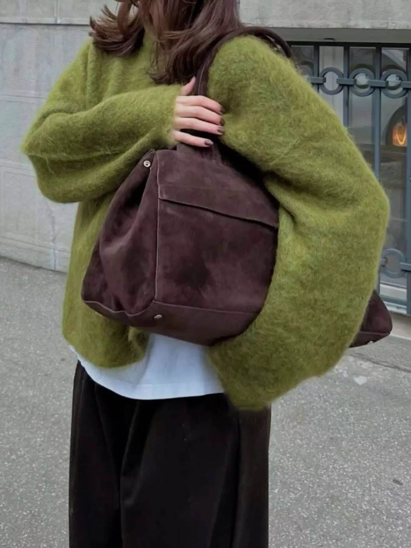 Round Neck Dropped Shoulder Sweater - Tigbul's Variety Fashion Shop