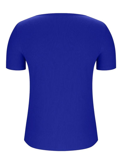 Solid V-Neck Short Sleeve T-Shirt - Tigbul's Variety Fashion Shop