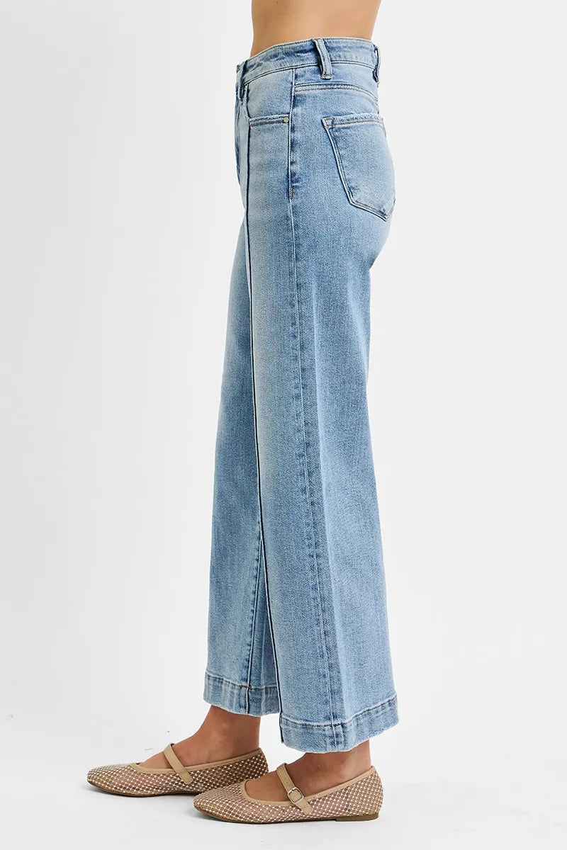 RISEN Full Size High Rise Crop Wide Leg Jeans Plus Size - Tigbul's Variety Fashion Shop