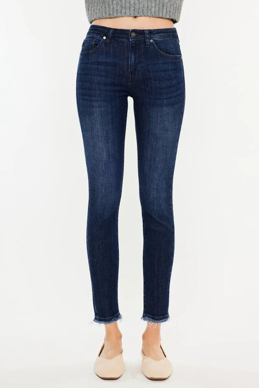 Kancan High-Rise Slim Fit Raw Hem Ankle Jeans - Tigbul's Variety Fashion Shop