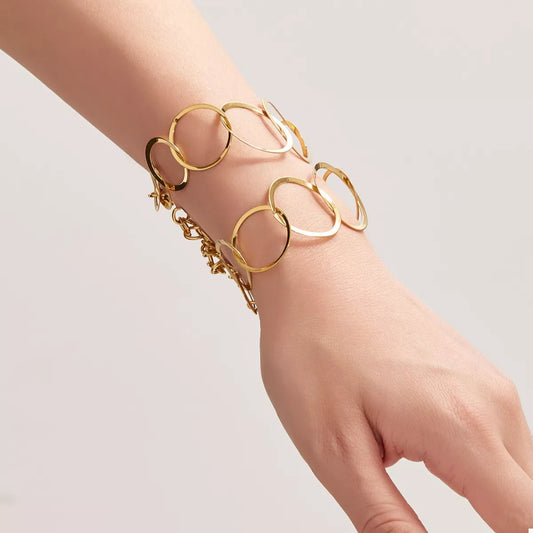 18K Gold-Plated Titanium Steel Round Bracelet - Tigbul's Variety Fashion Shop