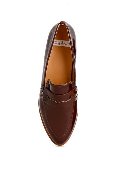 Noshiya Patent Pleather Penny Loafers - Tigbul's Variety Fashion Shop