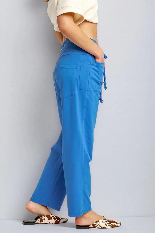 Umgee Drawstring Wide Leg Casual Pants - Tigbul's Variety Fashion Shop