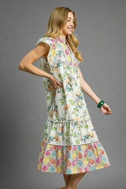 Umgee Patchwork Garden Midi Dress - Tigbul's Variety Fashion Shop
