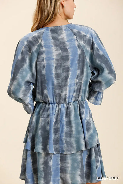 Umgee Tie Dye Ruffled Layered Dress with Elastic Waistband - Tigbul's Variety Fashion Shop