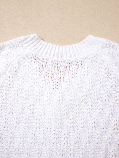 Textured Knit Ribbed Edge V Neck Loose Sweater - Tigbul's Variety Fashion Shop